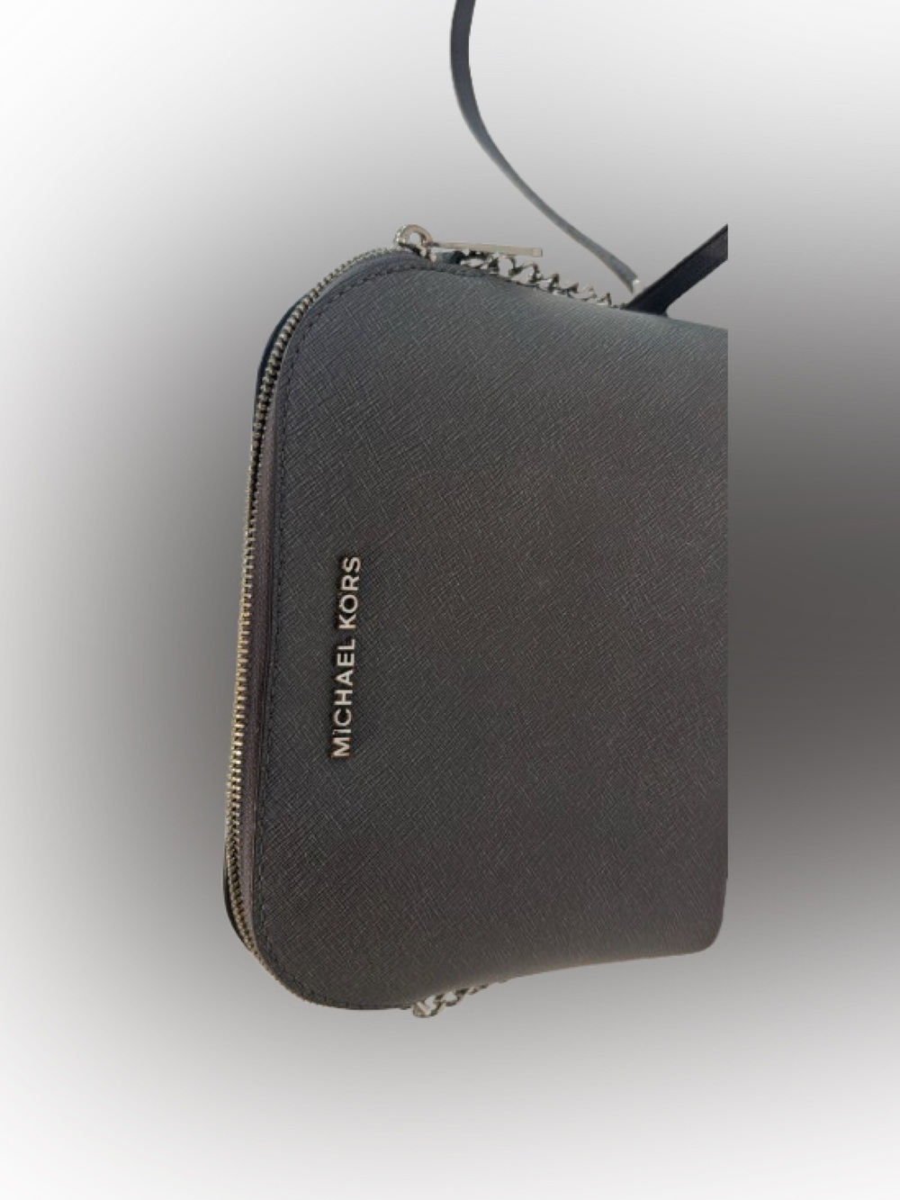 Michael Kors Gray Leather Crossbody Bag with Chain Details